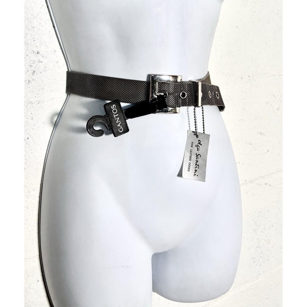 Vtg  Silver Metal Mesh Chain Belt Adjustable Santini Retro Punk  M New Old Stock
